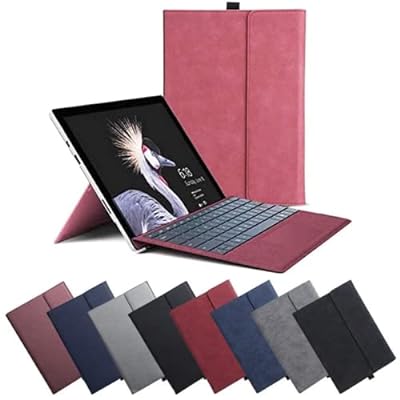 Surface Pro 9 カバー サーフェス おしゃれ 保護ケース かわいい 耐衝撃 アクセサリー タッチペンホルダー サーフェスプロ 9 ケース 手帳型レザーケース/ポーチバッグ/キーボード収納ケーススタンド保護カバー, 【光沢】ネイビー