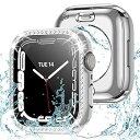 アップルウォッチ 保護 カバー 41mm 薄型 防水 強化ガラス Apple Watch 一体型 二重構造 ケース Series 9 8 7 クリスタルダイヤ付...