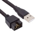 ケーブル シングル USB 2.0 オス タイプ A からマザーボード 9 ピン 10 ピン オス ヘッダー ケーブル スリーブ付き 20 cm
