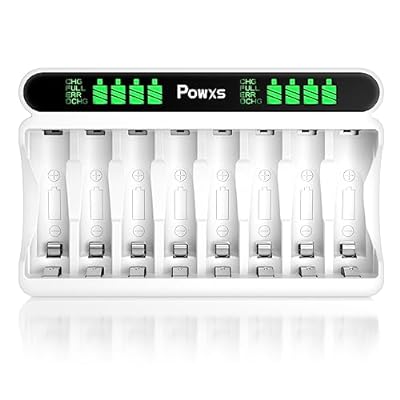 POWXS 電池 単3 単4 充電器 急速電池充電器 LCD液晶ディスプレイ ニッケル水素/ニカド 単三充電池/単四充電池に対応できる 電池充電器 8本同時充電可能 USB Type-c 単3/単4充電器