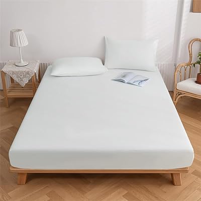 ボックスシーツ マットレスカバー 洗える さらさら肌触り ナチュラル おしゃれ 無地 吸水速乾 クイーン・160×200cm ホワイト