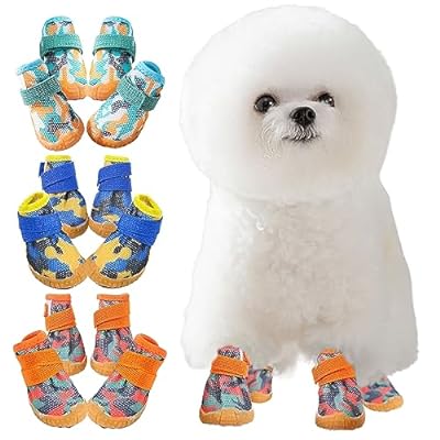 PET 小型犬 中型犬 犬靴 犬用シューズ ペットブーツ ドッグウェア メッシュ ひんやり 軽い 脱げない 肉..