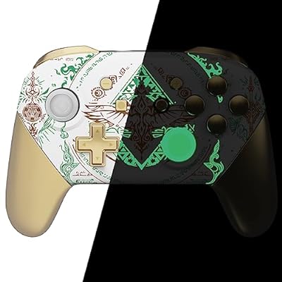 Switch Proコントローラーに対応用フェースプレートバックプレートハンドル、 Switch Proに対応用グロッシーのあるDIY交換用グリップハウジングケースカバー（コントローラーは含まれていません）‐トーテム オブ キングダム【ホワイト】暗闇