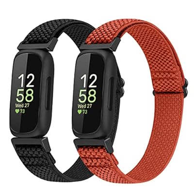 2 パック 調節可能な弾性ナイロン スポーツバンド Fitbit Inspire 3/2/1/Inspire HR/Inspire Ace 2/Ace 3対応 男女兼用交換用リストバンド ソフトなソロループ付き