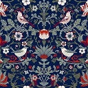 VEELIKE 壁紙シール 花柄 クロス リメイクシート ネイビー ボタニカル 花鳥 インテリアシート 44.5cmx300cm 壁 補修 リフォームシート 厚...