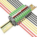 DIN レール コネクタ、 ターミナル ブロック キット、10 個のワンタッチコネクタ (緑)、ブランク マーカー ストリップ付き、固定クリップおよび接続バー