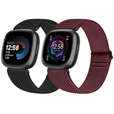 ナイロン弾性交換用時計バンド、快適で調節可能なストレッチ スポーツ バンド ストラップ、Fitbit Versa 4/Fitbit Versa 3/FitbitSense 2/FitbitSense バンドに対応