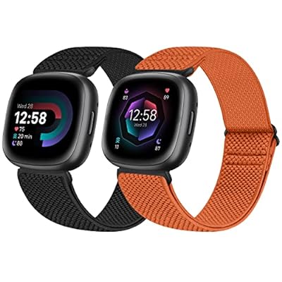 ナイロン弾性交換用時計バンド、快適で調節可能なストレッチ スポーツ バンド ストラップ、Fitbit Versa 4/Fitbit Versa 3/FitbitSense 2/FitbitSense バンドに対応