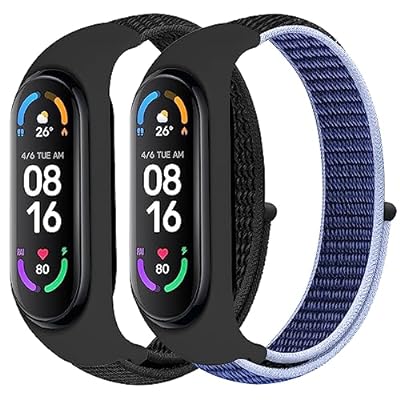 ストラップはXiaomi Mi band7/6/5/4/3互換性があり、柔らかく、快適で、通気性があり、長さを調整できる無段階のナイロンループ交換用..