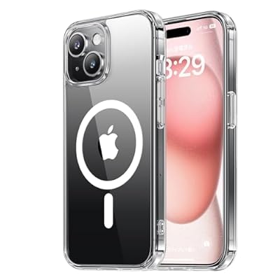 NIMASO ケース MagSafe対応 iPhone 15 用 クリア 保護ケース 黄変防止 マグネット搭載 マグセーフ対応 耐衝撃 米軍MIL規格 SGS認証 PC背面 傷つけ防止 薄型 バンパー ワイヤレス充電対応 ストラップホール付き アイフ