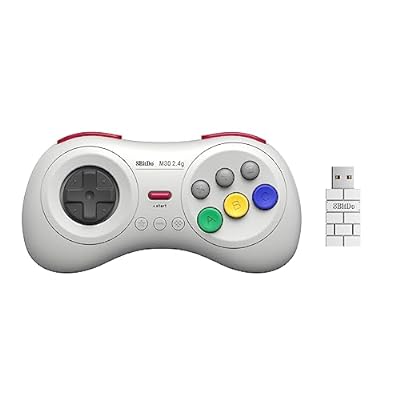 8Bitdo M30 2.4G磻쥹ѥå for Sega Genesis Mini &Mega Drive Mini &Switch 6ܥ쥤 White