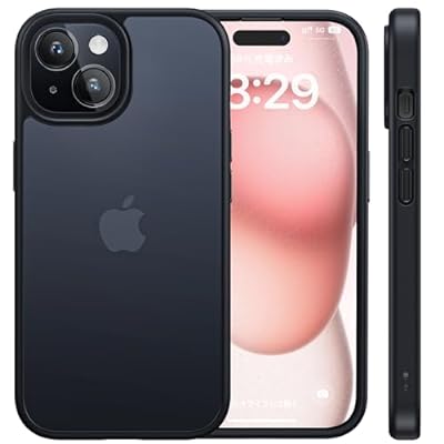 NIMASO ケース iPhone 15 用 カバー 滑り止め マット仕上げ 全面保護 耐衝撃 米軍MIL規格取得 ワイヤレス充電 ストラップホール付き アイフォン 15（6.1インチ）対応 スマホケース （黒羽シリーズ） NSC23H718