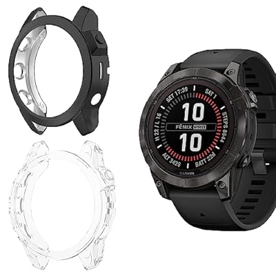 HeeNia Garmin Fenix 7 Pro 対応 ケース TPU材質 保護ケース カバー 衝撃吸収 超軽量 柔軟 衝撃防止 擦り傷防止 保護カバー Garmin Fenix 7 Pro 用 (ブラック+透明)