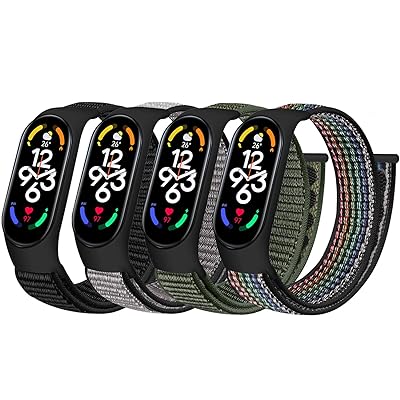 交換用ナイロンバンド 対応Amazfit Band 5/Xiaomi Mi Band 7 6 5 4 3，レディース メンズ キッズ 調節..