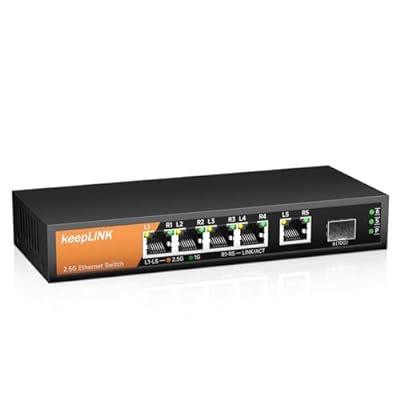 5ポート2.5Gbps スイッチングハブ 1つの10GbE SFP+ポートを備えたアンマネージドスイッチ金属筐体 壁掛け 静音ファンレス設定不要