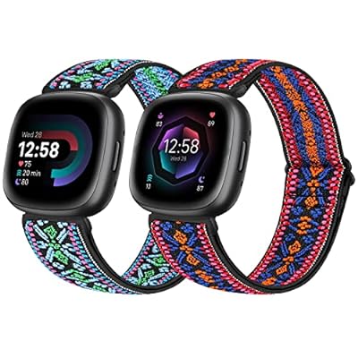 ナイロン弾性交換用時計バンド、快適で調節可能なストレッチ スポーツ バンド ストラップ、Fitbit Versa 4/Fitbit Versa 3/FitbitSense 2/FitbitSense バンドに対応