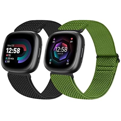 ナイロン弾性交換用時計バンド、快適で調節可能なストレッチ スポーツ バンド ストラップ、Fitbit Versa 4/Fitbit Versa 3/FitbitSense 2/FitbitSense バンドに対応