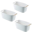 収納ボックス 収納ケース ポリプロピレン 収納バスケット 収納カゴ 取っ手付き プラスチック 小物入れバスケット 34*18*16cm 押入れ収納 防水 頑丈 完成品 ホワイト M*3個セット