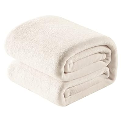 SE 毛布 ダブル ブランケット 冬用 大判 大きめ ふわふわ 暖かい 軽量 洗える マイクロファイバー フランネル 掛け毛布 静電気防止 オールシーズン 180X200cm アイボリー