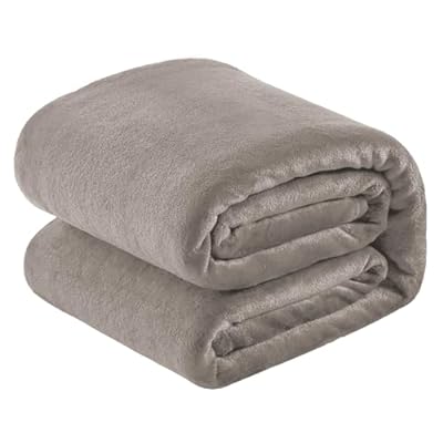 SE 毛布 ダブル ブランケット 冬用 大判 大きめ ふわふわ 暖かい 軽量 洗える マイクロファイバー フランネル 掛け毛布 静電気防止 オールシーズン 180X200cm グレージュ