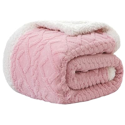 SE 毛布 ダブル 冬 二枚合わせ 厚手 ブランケット 冬用 吸湿発熱 もこもこ おしゃれ かわいい 洗える 180X200cm ピンク