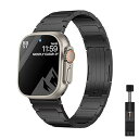 コンパチブル apple watch バンド チタニウム製 アップルウォッチ バンド 軽量 apple watch Ultra/8/7/6/5/4/3/2/1 38mm 40mm 41mm 42mm 44mm 45mm 49mm 調節工具付属色ブラックモデル商品説明【チタン製バンド】このapple watch バンドは2023年新作です。バンドはチタンで作られました。軽くて丈夫、耐食性も高いです。【軽量、快適な装着感】チタニウムはチタニウムは金属の中でも特に軽く、ステンレスに比べて約60％ほどの軽さとなっています。そのため、長時間着けていても快適です。着用時間が長いビジネスパーソンにピッタリです。【雨や汗に強い】apple watch バンドは軽くて強い、耐食性に優れるという特徴を持っています。ステンレス腕時計と比べて錆びにくく、傷が付きにくいため、長い期間安心して使い続けられます。【アレルギーフリー】アップルウォッチ バンドは表面に膜を生成して金属イオンを溶出させない特徴を持っています。金属アレルギーを引き起こしにくいため、金属アレルギーの方でも安心して着用出来ます。【全ての機種対応】Apple Watch Series ultra/8/7/6/5/4/3/2/1/SEの全シリーズに対応出来ます。アップルウォッチ38mm/40mm/41mm、 42mm/44mm/45mm/49mmに対応、男女兼用の設計。※Apple watch付属いません。Apple Watch Ultra/8/7/6/5/4/3/2/1/SEの全機種対応