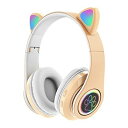 ヘッドホン bluetooth ヘッドフォン猫耳 が光る ヘッドホン ワイヤレス 女性キッズ ヘッドフォンheadphones 有線/無線両用 伸縮式 折り畳み式 マイク内蔵 LEDランプ 6色 自由変換 ，インテリジェントなノイズリダクション、ソフ