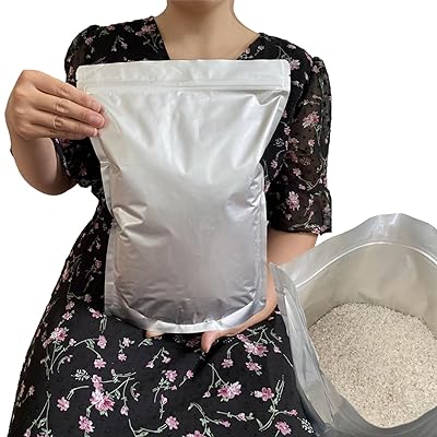 お米保存袋 米袋 3kg お米 保存容器 アルミ袋 ジッパー付き 袋 (冷蔵庫保存) チャック付き 遮光袋 (L：米袋 3kg用15枚)