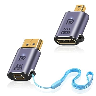 Mini Displayport Displayport 1.4 変換アダプター 8K Mini DP DP 変換アダプター DP Mini DP変換アダプター オスメス Displayport アダプター LEDライト付き 8K@60Hz UHDビ