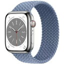 コンパチブル apple watch バンド iwatch バンド 編組バンド apple watch Ultra/8/7/6/5/4/3/2/1/SEに対応 38mm/40mm/41mm 42mm/44mm/45mm/49mm 着け心地 アップルウォッチ用バンド シリコン糸＆ABSアダプター色スレートブルーモデル商品説明【肌に優しいシリコーン糸】伸縮性のあるシリコーン糸混紡リサイクルヤーンの織り込みによって作られました。驚くほど快適な着け心地を追求した伸縮性のあるデザインなので、長い時間着用しても負担になりません。【優れた通気性】とても軽いので、激しく動く運動時や寝ている時などにも装着感が気にならない。また、バンド全体に細かい穴が空いており通気性が高いため、汗をかきやすいジョギングなどの運動時にもぴったりです。夏シーズンの暑い日などにも涼しい装着感。【アレルギーフリー、金属アレルギーでも安心】アダプターは高品質なABSで作られました。軽量、頑丈で耐久性があります。また、ABS素材なので、金属アレルギーの方でも安心してご使用できます。【適用機種】Apple Watch Series SE/Ultra/8/7/6/5/4/3/2/1の全シリーズに対応出来ます。アップルウォッチ38mm/40mm/41mm、 42mm/44mm/45mm/49mm に対応、男女兼用の設計。※Apple watch付属いません。【お気に入り】流行に左右されない上品なスタンダードデザイン。お気に入りの1本を選べるのが魅力です。毎日身に着けるのが楽しくなりそうです。また、その日のファッションや気分に合わせて使い分けてもよいですね。