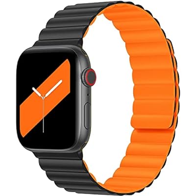 Apple watch 8 バンド 45mm 41mm 49mm シリコン アップルウォッチバンド マグネット Apple watch ベルト44mm 40mm iWatchバンド 交換ストラップ 防水性と防汚性 apple watch series8 7 6 5 4 3 2 1 SE色ブラックオレンジモデル商品説明【対応機種】：コンパチブル apple watch series 8/7/6/5/4/3/2/1/SE。49mm 45mm 44mm 42mm 41mm 40mm 38mm 155mm-205mmの手首に適しています。　※Apple watch付属いません。【品質優れ】：iWatchバンドは良質なシリカゲルと強化磁石で作られています。耐摩耗性に優れ、柔らかく快適で、洗濯を繰り返すことができ、拭くとすぐにきれいになります。運動、フィットネス、日常的なトレーニングにぴったりです。【ユニークなデザイン】：当社のシリコン磁気ストラップには複数の磁気リングが組み込まれており、バックルなしで安全に閉じることができます。 運動中や湿気の多い環境でも、強力な最新の磁気ロックにより、AppleWatchは安全で信頼性の高い手首に装着できます。【脱着簡単】：apple watchベルトには強い磁気リングが内蔵されており、磁気吸着力が安定しており、時計が脱落しない。2本のベルトを手首に巻くだけで、自動的に引き締められ、片手で簡単に着用できます。【ファッションとマルチカラー】：さまざまなカラーのスポーツ交換用ストラップをお選びいただけます。シンプルなデザインはiWatchにぴったりで、ビジネス、学校、仕事、パーティー、スポーツなど、あらゆる場面に適しています。