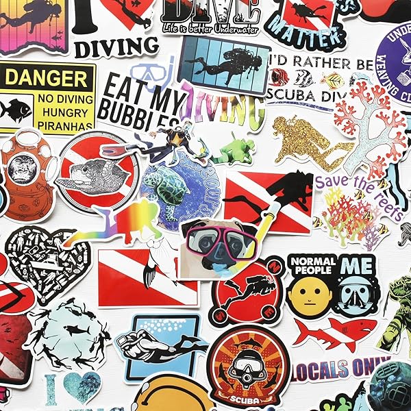 60枚 スキューバ ダイビング ステッカー 素潜りデカール シュノーケリング ステッカー ダイブ アウトド..