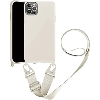 iPhone 12 Pro Max ケース ネックストラップ スマホケース 蛍光色 シリコン アイフォン 12 Pro Max ケース シンプル ソフト 保護カバー 携帯ストラップ 紐付き 斜めがけ (iPhone 12 Pro Max,ホワイト)