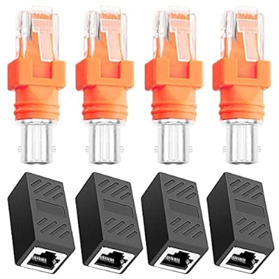 4 BNC - RJ45 Ro[^[ RlN^[ BNC X - RJ45 IX o Jv[ A_v^[ C[gbJ[p RJ45Jv[4t