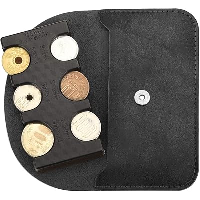MM&UU コインホルダー ミニケース付き 薄型 目立たない コイン収納 コインを分類できる コイン落ちない 片手で取り出せる コインケース 革製 ブラック