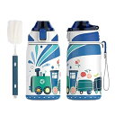FJbottle 水筒 400ml 真空断熱 ワンタッチ マグボトル 保温 保冷 洗いやすい 広口 ステンレスボトル スポーツボトル 洗浄用スポンジ付き 女の子...