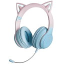 猫耳ヘッドホン ワイヤレス Bluetooth5.1 発光 折りたたみ マイク付き 有線 無線両用 イヤホン 軽量 通気性 柔らかい ネコ耳ヘッドフォン サイズ調節可能 ゲーム用 可愛い 虹色変換 飾り グラデーションカラー 女性 大人用 日本語取扱