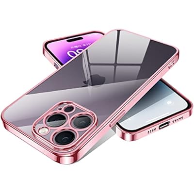 iPhone14 Pro Max ケース クリア iPhone14Pro Max スマホケース カバー カメラレンズ保護 耐衝撃 透明 TPU 薄型 軽量 保護カバー 人気 個性的 ストラップホール付き(ローズゴールド)