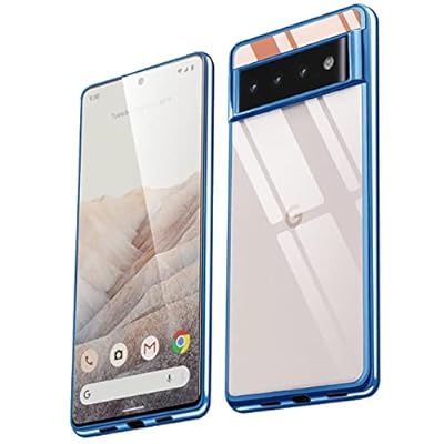 Google pixel 6 ケース クリア カバー 透明 耐衝撃 柔軟 黄ばみ防止 薄型 ソフト tpu メッキ加工 (ブルー)