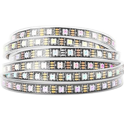 WS2812B LEDテープライト 5050 SMD RGBIC 個別にアドレス指定可能 切断可能 プログラム可能 DC5V ドリームフルカラー 夢幻色 ネオピクセル 5m 60LEDs/m 黒PCB IP67 シリコンチューブ防水 LEDストリング