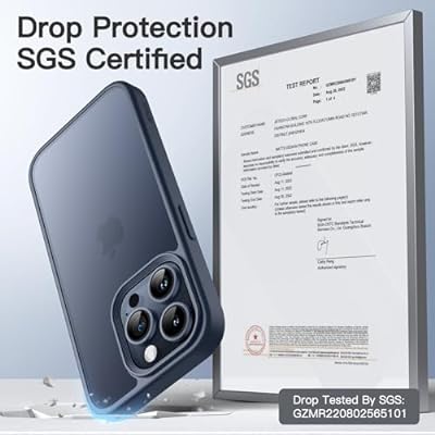 JEDirect マットケース iPhone 15 Pro 6.1インチ用 耐衝撃性ミリタリーグレードの落下防止 つや消しの半透明の背面電話カバー 指紋防止 (ストームブルー)