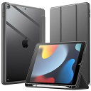 JEDirect iPad 10.2インチ ケース(第9/8/7世代、2021/2020/2019モデル用) Pencil収納可能 透明バックカバー 薄型 スタンド 衝撃吸収 タブレットカバー オートウェイク/スリープ機能 (ダークグレー)(2)