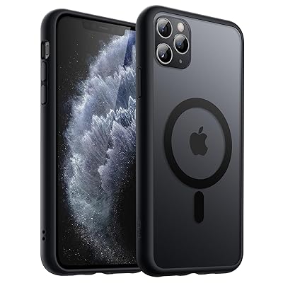 JEDirect iPhone 11 Pro 5.8インチ用 マグネット ケース MagSafeに対応 半透明のマット背面 薄型 耐衝撃 カバー (ブラック)