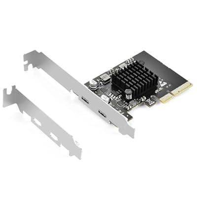 PCIE USB C 3.2 Gen2 増設ボード 10Gbps 2つのUSB Type-Cポート USB3.2拡張カード タイプc 増設 PCI-Express3.0接続 ASM3142搭載 PCI-E X4/X8/X16対応 PCIEインターフェ