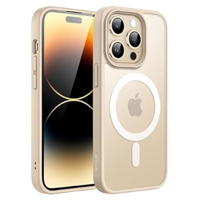 JEDirect iPhone 14 Pro 6.1インチ用 マグネット ケース MagSafeに対応 半透明のマット背面 薄型 耐衝..