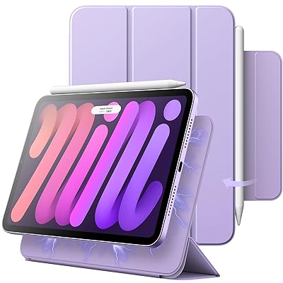 JEDirect iPadmini6 マグネットケース(8.3インチ、2021モデル、第6世代用)Pencil2の充電に対応 磁気吸着 自動ウェイクアップ/スリープ付き スリムスマート保護カバー iPad mini 6用 (パープル)