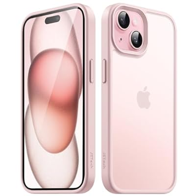 JEDirect マットケース iPhone 15 Plus 6.7インチ用 耐衝撃性ミリタリーグレードの落下防止 つや消しの半透明の背面電話カバー 指紋防止 (ピンク)