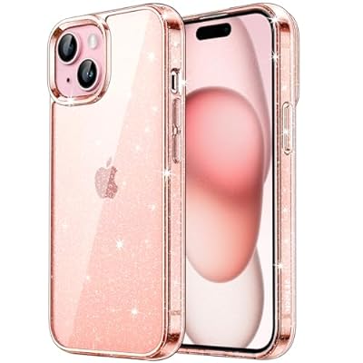 JEDirect iPhone 15 Plus (6.7インチ専用) きらきら ケース ブリンブリン 衝撃吸収 バンパーカバー かわいい キラキラ 女性用 (ローズゴールド)