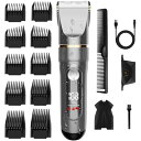バリカン【2024新登場 USB充電式】ヘアカッター メンズ 電動ばりかん 散髪用 自動研磨 プロ仕様 0.8-26mm対応 LEDディスプレイ 2段階モード 全身防水 家庭用 業務用 子供用 セルフカット 低騒音 水洗い可 リミットコーム 散髪ケー