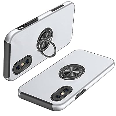 iPhone XS ケース iPhoneX ケース リング付き pc+tpu 耐衝撃 一体型 携帯カバー アイフォンX/XS ケース 指紋防止 360°回転 スタンド機能 車載ホルダー対応 人気 衝撃吸収 傷つけ防止 ケース シルバー